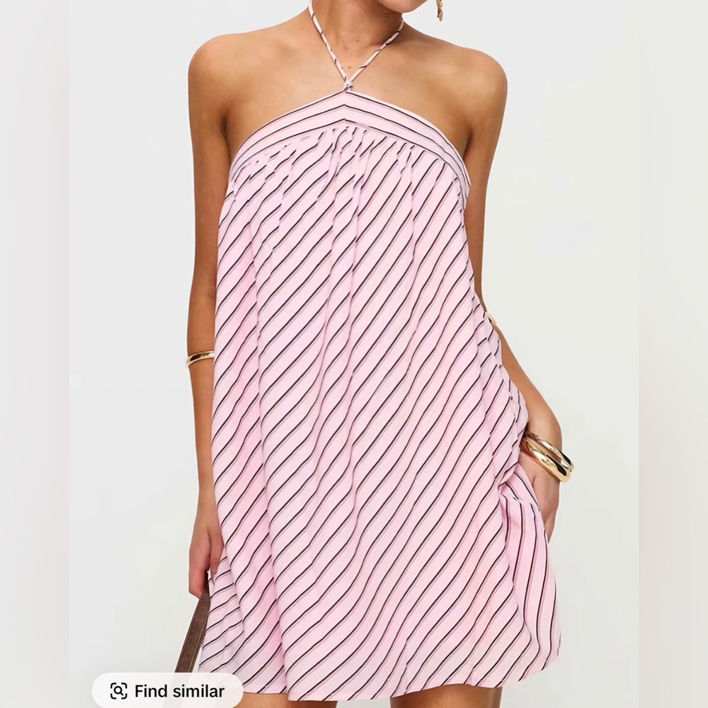 Pink Striped Halter Dress